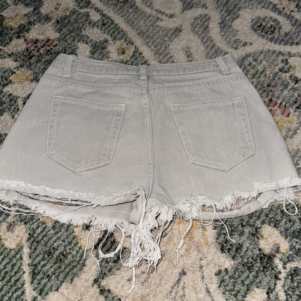 Destroyed Gray Denim Shorts - Picture 5 of 6